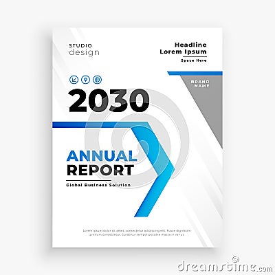 stylish business yearly report flyer with blue theme Vector Illustration