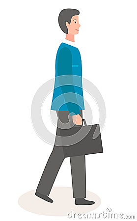 Stylish businessperson wearing office clothing, businessman in stylish cloth with portfolio Vector Illustration