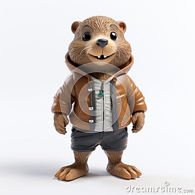 Stylish Cartoon Beaver Character With A Twist Cartoon Illustration