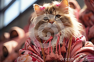 Stylish cat model sensation. Stock Photo