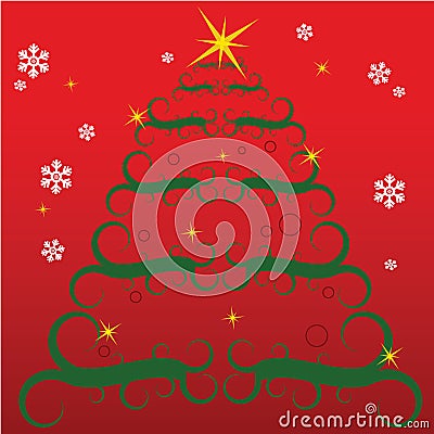 Stylish Christmas tree Vector Illustration