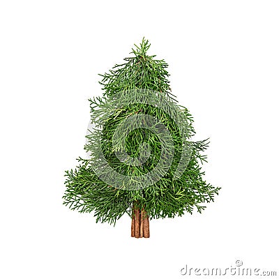 Stylish Christmas tree Minimalistic flat lay Stock Photo