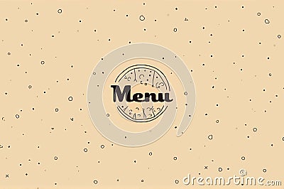 Stylish circular menu design with abstract geometric pattern on beige background Stock Photo