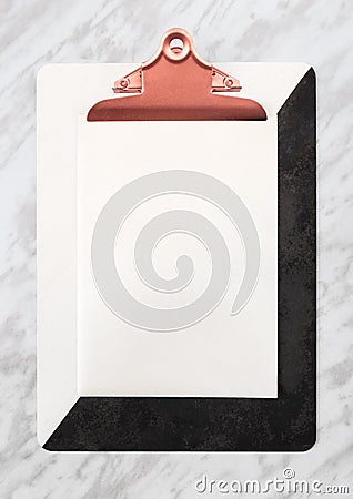Stylish clipboard with blank sheet of paper Stock Photo