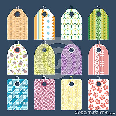 Stylish clothes price tag with art pattern sale card stickers collection paper blank business promotion badge vector Vector Illustration