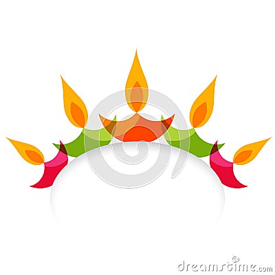 Stylish colorful diwali diya isolated on white background Vector Illustration