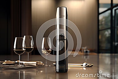 Stylish and compact electric wine openers for easy Stock Photo