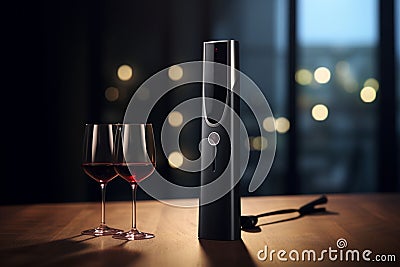 Stylish and compact electric wine openers for easy Stock Photo