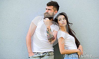 Stylish couple. Modern youth choose comfortable clothing. Urban lifestyle demand comfortable clothes for every day Stock Photo