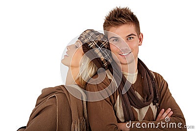 Stylish couple in winter clothes Stock Photo