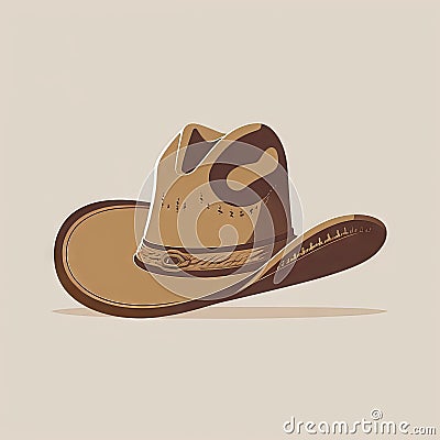 Stylish Cowboy Stetson Hat Flat Icon, Wild West Country Hat, Sheriff Ranger Uniform Headgear Stock Photo