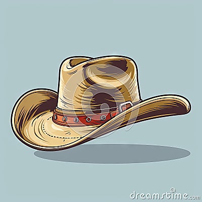 Stylish Cowboy Stetson Hat Flat Icon, Wild West Country Hat, Sheriff Ranger Uniform Headgear Stock Photo