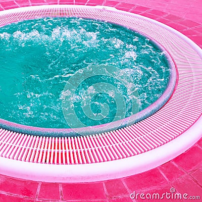 Stylish creative water relax location. Jacuzzi, swimming pool space. Trends colours combination Stock Photo