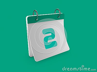 Stylish 3D Calendar second day 2. Cartoon Illustration