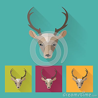 Stylish deer head. Animal portrait with flat design. Vector Illustration Vector Illustration