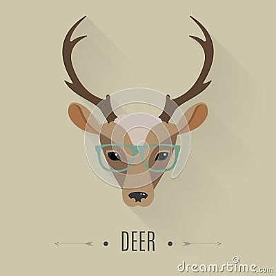 Stylish deer head. Animal portrait with flat design. Vector Illustration Vector Illustration