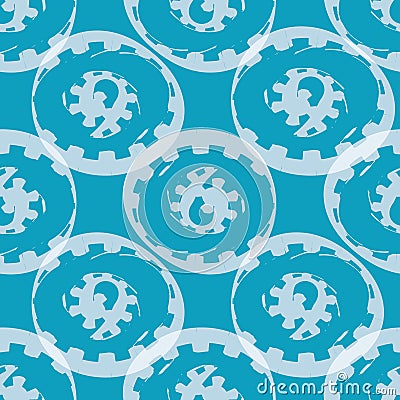 Stylish design with transparent white grunge circles. Seamless vector pattern on aqua blue background. Great for Vector Illustration