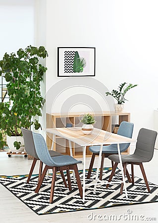 Stylish dining room interior. Home design Stock Photo