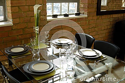 Stylish dining table Stock Photo
