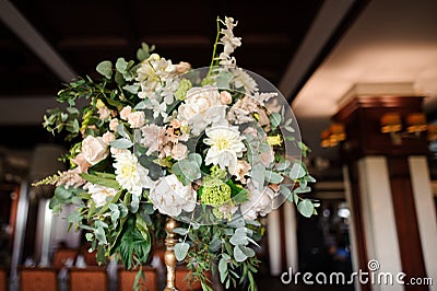 Elegant indoor decoration made of lovely flower composition Stock Photo