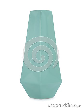 Stylish empty turquoise ceramic vase isolated Stock Photo