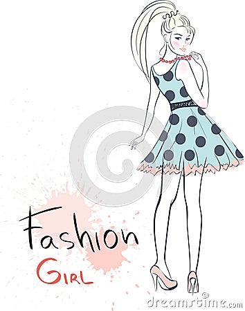 Stylish fashion beauty girl. Vector Illustration