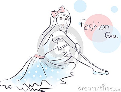 Stylish fashion beauty girl. Vector Illustration