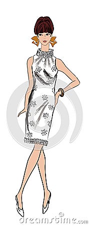 Stylish fashion dressed girl (1950s 1960s style Stock Photo