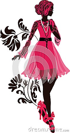 Stylish fashion woman silhouette Vector Illustration