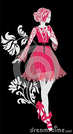 Stylish fashion woman silhouette Vector Illustration
