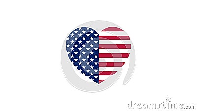 Flag of the USA in the form of a heart Vector Illustration