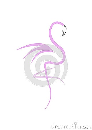 Stylish flat design flamingo Icon. Vector silhouette of flamingo. Name design for the company. isolated Vector Illustration