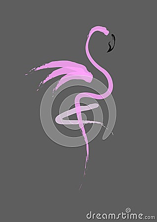 Stylish flat design flamingo Icon. Vector silhouette of flamingo. Name design for the company. isolated or grey Vector Illustration