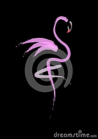 Stylish flat design flamingo Icon. Vector silhouette of flamingo. Name design for the company. isolated Vector Illustration