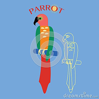 Stylish flat design parrot Icon. Logo design . Trendy icons and Vector Illustration