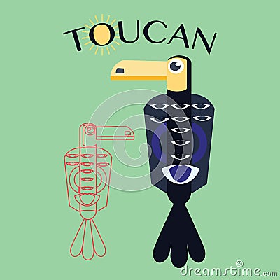 Stylish flat design toucan Icon. Vector Illustration