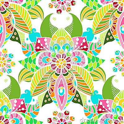 Stylish floral background, hand drawn doodle floral element, sea Vector Illustration