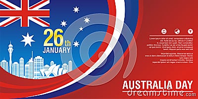 Stylish flyer, with Australia Flag Style and wave design Cartoon Illustration