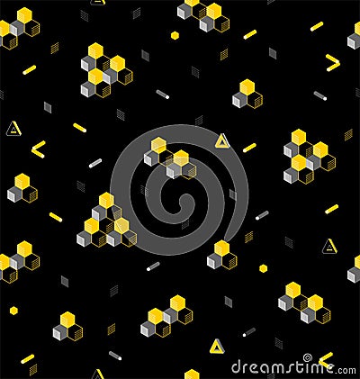 Stylish geometric ornament from cubic and hexagonal cylinders Stock Photo