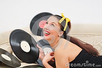 Stylish girl music lover Stock Photo