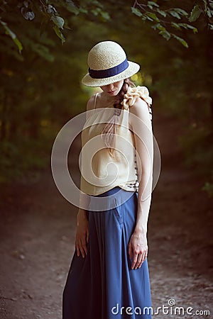 Stylish girl in a retro suit Stock Photo