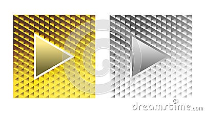 Stylish glamor play buttons on a brilliant gold and silver background Vector Illustration