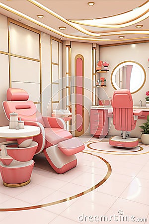 Stylish and Glamorous Pink Beauty Salon Interior with a Modern Twist. Vertical Photo Stock Photo
