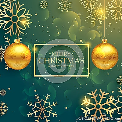 Stylish golden christmas balls on luxury style background Vector Illustration