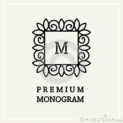 Stylish and graceful floral monogram design Vector Illustration