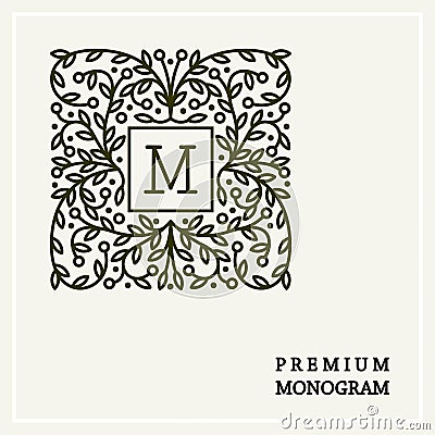 Stylish and graceful floral monogram design Vector Illustration