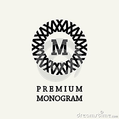 Stylish and graceful floral monogram design , Elegant line art logo , vector template. Vector Illustration