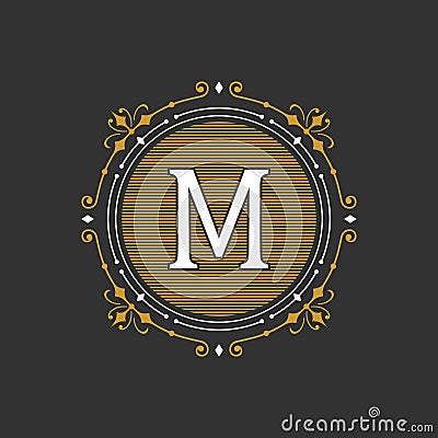 Stylish graceful monogram emblem template. Vector illustration. Vector Illustration
