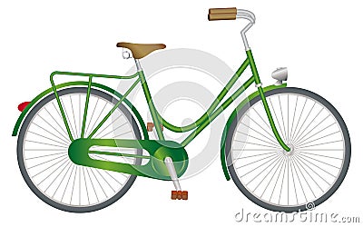 Stylish green ladies retro bike Vector Illustration