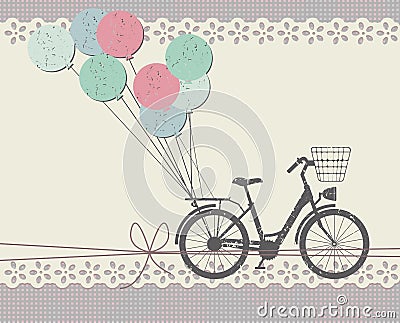 Stylish Greeting card with retro bicycle Vector Illustration